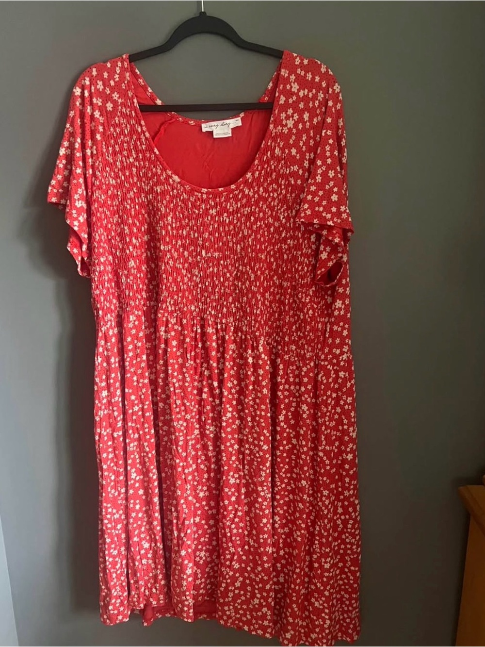 Penningtons Red Floral Smocked Midi Dress